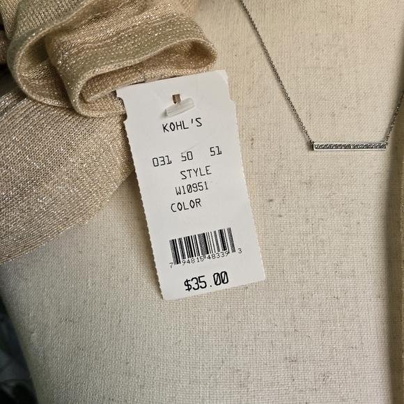 KOHLS | Acrylic & Silver Scarf in Tan sz 72in - Picture 3 of 4